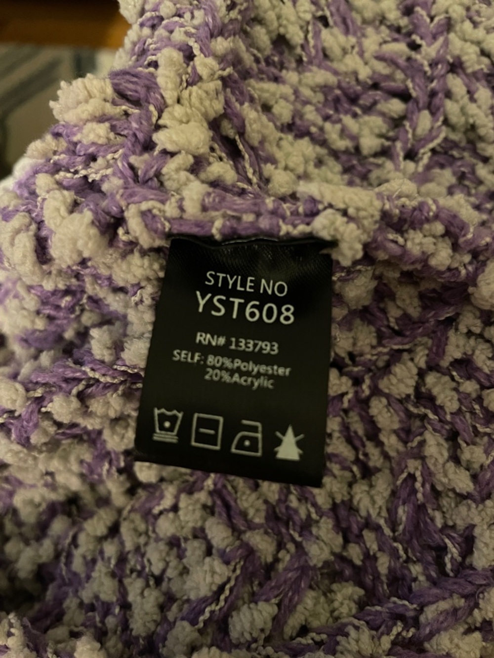 POL Off-Shoulder Chunky Knit Cropped Sweater Lavender Gray Boho Size: Small - Picture 9 of 10